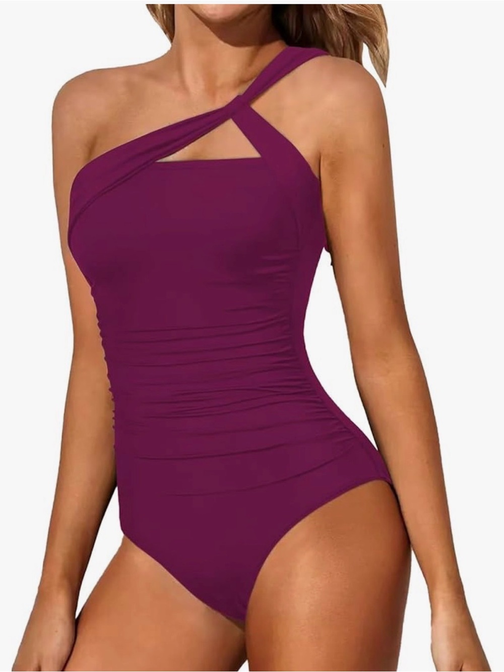One-Shoulder Purple Women’s Swim One-Piece